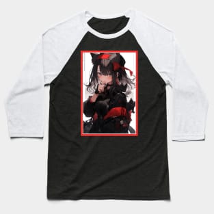 Aesthetic Anime Girl Red White Black | Quality Aesthetic Anime Design | Chibi Manga Anime Art Baseball T-Shirt